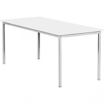 MILA Tisch 160x80, Tischhöhe 64 cm, gerade Ecken - alufarben - weiss