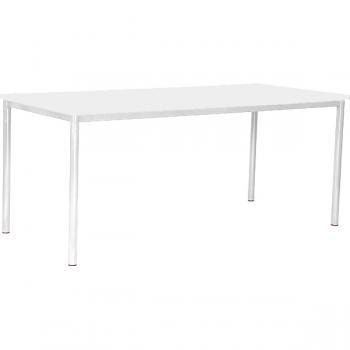 MILA Tisch 180x80, Tischhöhe 46 cm, gerade Ecken - alufarben - weiss