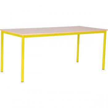 MILA Tisch 180x80, Tischhöhe 46 cm, gerade Ecken - gelb - Birke
