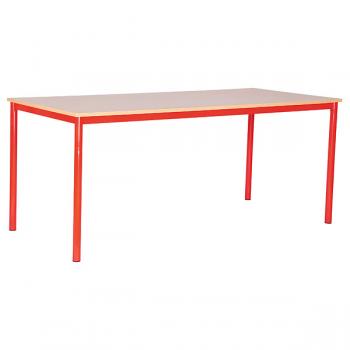MILA Tisch 180x80, Tischhöhe 53 cm, gerade Ecken - rot - Birke