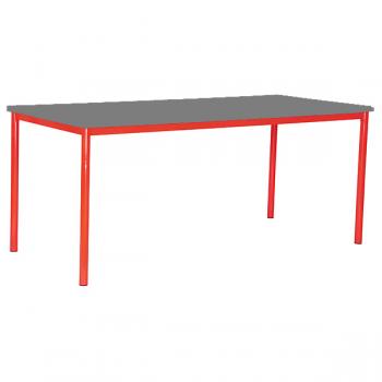 MILA Tisch 180x80, Tischhöhe 46 cm, gerade Ecken - rot - grau