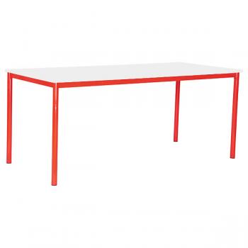 MILA Tisch 180x80, Tischhöhe 53 cm, gerade Ecken - rot - weiss