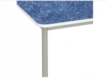 Flüstertisch 3, trapezförmig, Seite 140 cm, Tischhöhe 59 cm - blau