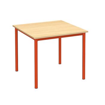 MILA Tisch 80x80, Tischhöhe 46 cm - rot - Ahorn