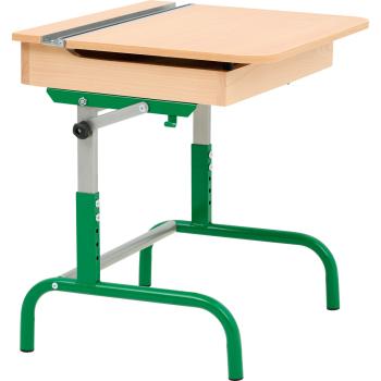 Kastentisch mit Höhenverstellung 3-5, Tischhöhe 58-70 cm - grün - Buche
