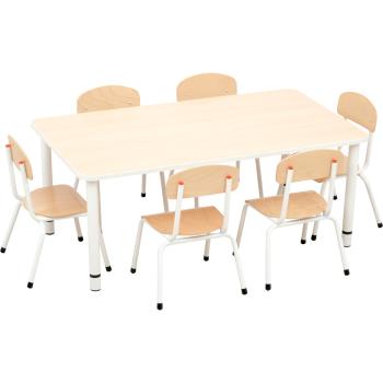Set Nr. 221 - Gr. 1, Tisch Bambino höhenverstellbar mit Stühlen, weiss, SH 26