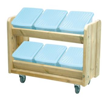 Outdoor - Regal mit Schrägablagen auf Rollen, 6 Behälter