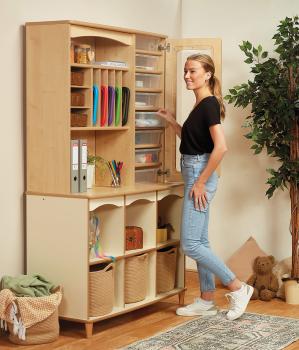 Hochschrank, abschliessbar, H 189 cm, Ahorn - Cremefarbig