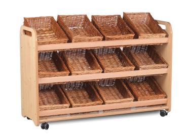 Natura Mobiles Regal L, mit Schrägablagen, B 119 cm, 12 Behälter