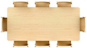 Natura Tisch gross, rechteckig, 150 x 69,5 cm + 8 Stühle Mill - Gr. 2