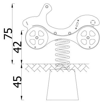 Federwippe Auto Urbi-A (altrosa), Beton-Bodenanker
