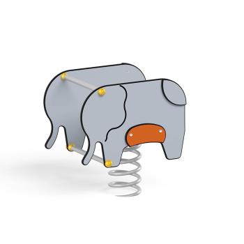 Federwippe Elefant, grau, Metall-Bodenanker
