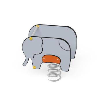 Federwippe Elefant, grau, Metall-Bodenanker