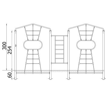 Action4kids Doppeltes Kletternetz mit Leiter