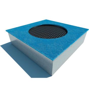 Trampolin Krater, grosses Quadrat - Matte schwarz, Kante blau