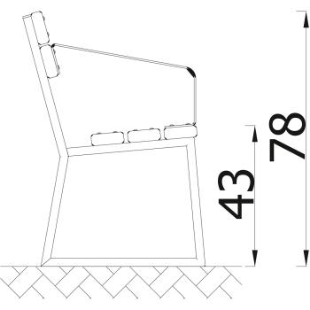 Sitzbank mit Stahlprofil, mit Armlehne