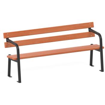 Sitzbank mit Stahlprofil, mit Armlehne, schwarz