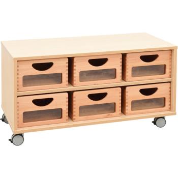 Schrank S, auf Rollen + 6 Behälter mit Sichtfenster (Flexi 1)