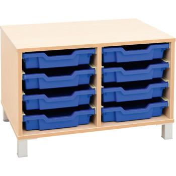 Regal S, auf Beinen + 8 flache Behälter (Flexi 11)