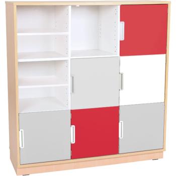 Schrank L mit 6 Türen, B 116 - rot/grau/weiss (Quadro 54-180°)