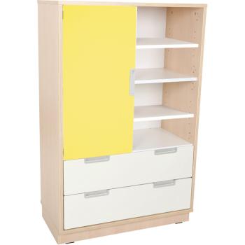 Kombischrank L mit 2 breiten Schubladen und 1 mittelgrosser Tür (Quadro 55-180°)