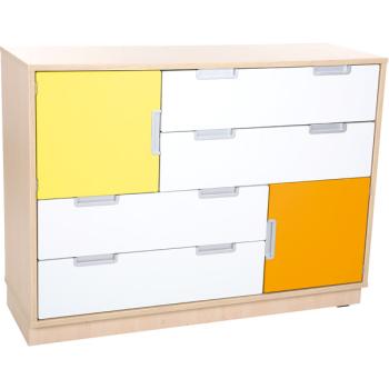 Asymmetrischer Schrank M, B 116 - weiss/gelb/orange (Quadro 62-180°)