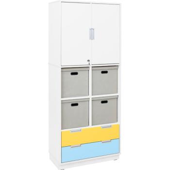 Hochschrank mit Schubladen und Textilboxen, B 79, H 201, (Quadro 105–180°)