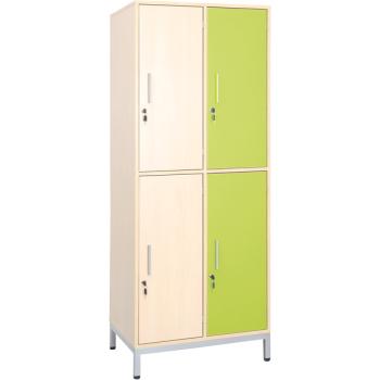Garderobenschrank mit Metallbeinen, 4 Fächer, abschliessbar