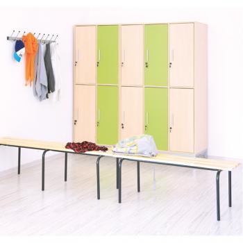 Garderobenschrank mit Metallbeinen, 4 Fächer, abschliessbar