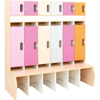 Garderobe Chamäleon 6, leise schliessend, Ahorn, Magenta-Orange-Töne