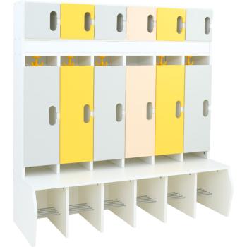 Garderobe Chamäleon 6, leise schliessend, weiss, Grau-Gelb-Töne