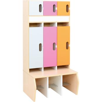 Garderobe Chamäleon 3, leise schliessend, Ahorn, Magenta-Orange-Töne
