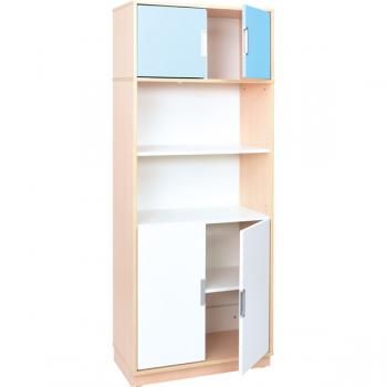Hochschrank ohne Trennwand, H 201, mit offenem Fach- hellblau/weiss (Quadro 118-180°)