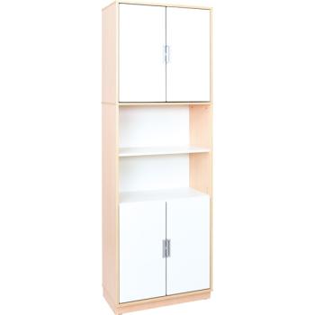 Hochschrank ohne Trennwand, H 238, mit offenem Fach, weiss (Quadro 119-180°)