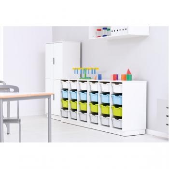 Regal M + 12 diverse Behälter - weiss (Quadro 152W)