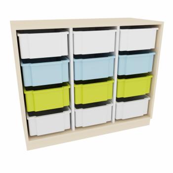 Regal M + 12 diverse Behälter - Ahorn (Quadro 152)