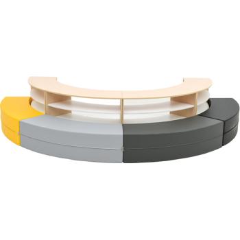 Sitzecke Paolo mit Schränken, aussen, Gelb-Grau-Töne - Ahorn (Quadro 154)