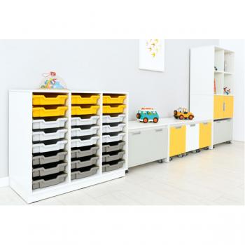 Regal M + 24 diverse Behälter - weiss (Quadro 158W)
