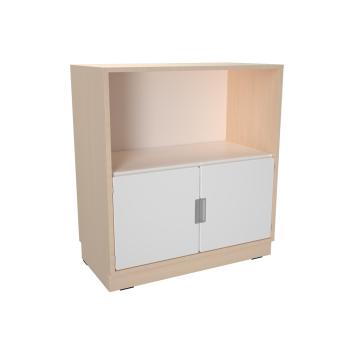 Schrank M ohne Mittelwand, mit Türen und offenem Fach, B 79 - weiss (Quadro 226-180°)