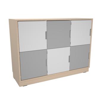 Schrank M mit 2 Mittelwänden, mit Türen, B 116 - weiss/grau (Quadro 229-180°)