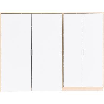 Quadro - Wäscheschrank + Schrank für 24 Kindergartenbetten - Ahorn, Türen weiss