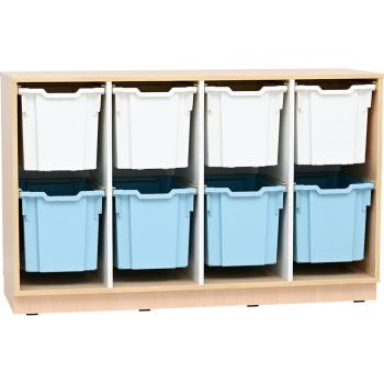 Regal M + 8 Behälter Jumbo, weiss/hellblau (Quadro 193)