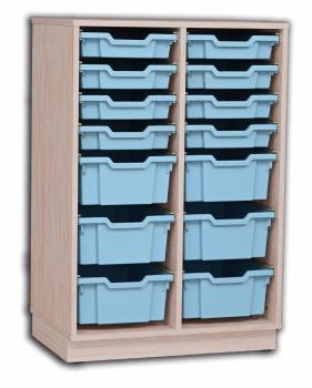 Regal M+ + 14 hellblaue Behälter (Quadro 206)