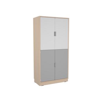 Schrank XL ohne Mittelwand, mit Türen, B 79 - weiss/grau (Quadro 237-180°)