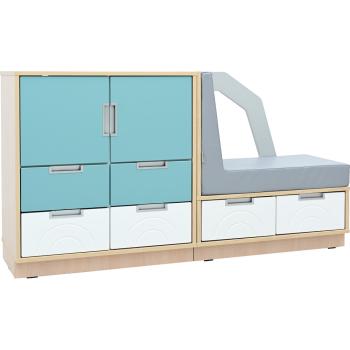 Quadro - Schrankset Auto, Ahorn Jylland - pastelltürkis