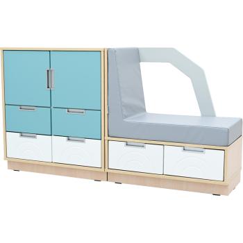 Quadro - Schrankset Auto, Ahorn Jylland - pastelltürkis