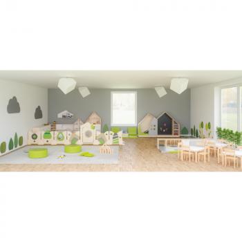 Kindergarten-Gruppenraum Quadro mit Holztrennwand Flora