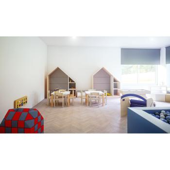 Kindergarten-Gruppenraum Quadro in Weiss-Grau