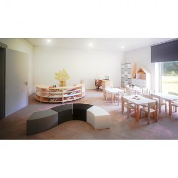 Kindergarten-Gruppenraum Quadro in Weiss-Grau