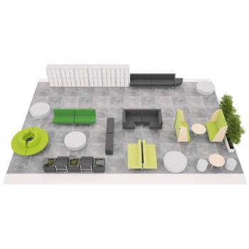 Schulflur mit Sitzecke Inflamea